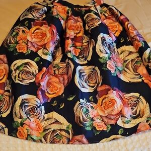 L'ATISTE Navy Floral A-Line Skirt